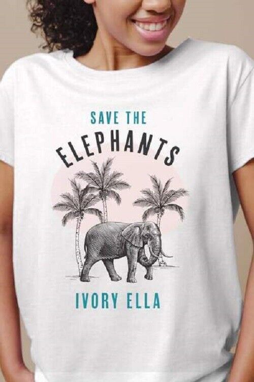 🐘 IVORY ELLA Palms Alba Relaxed Tee Large White NEW W  TAG