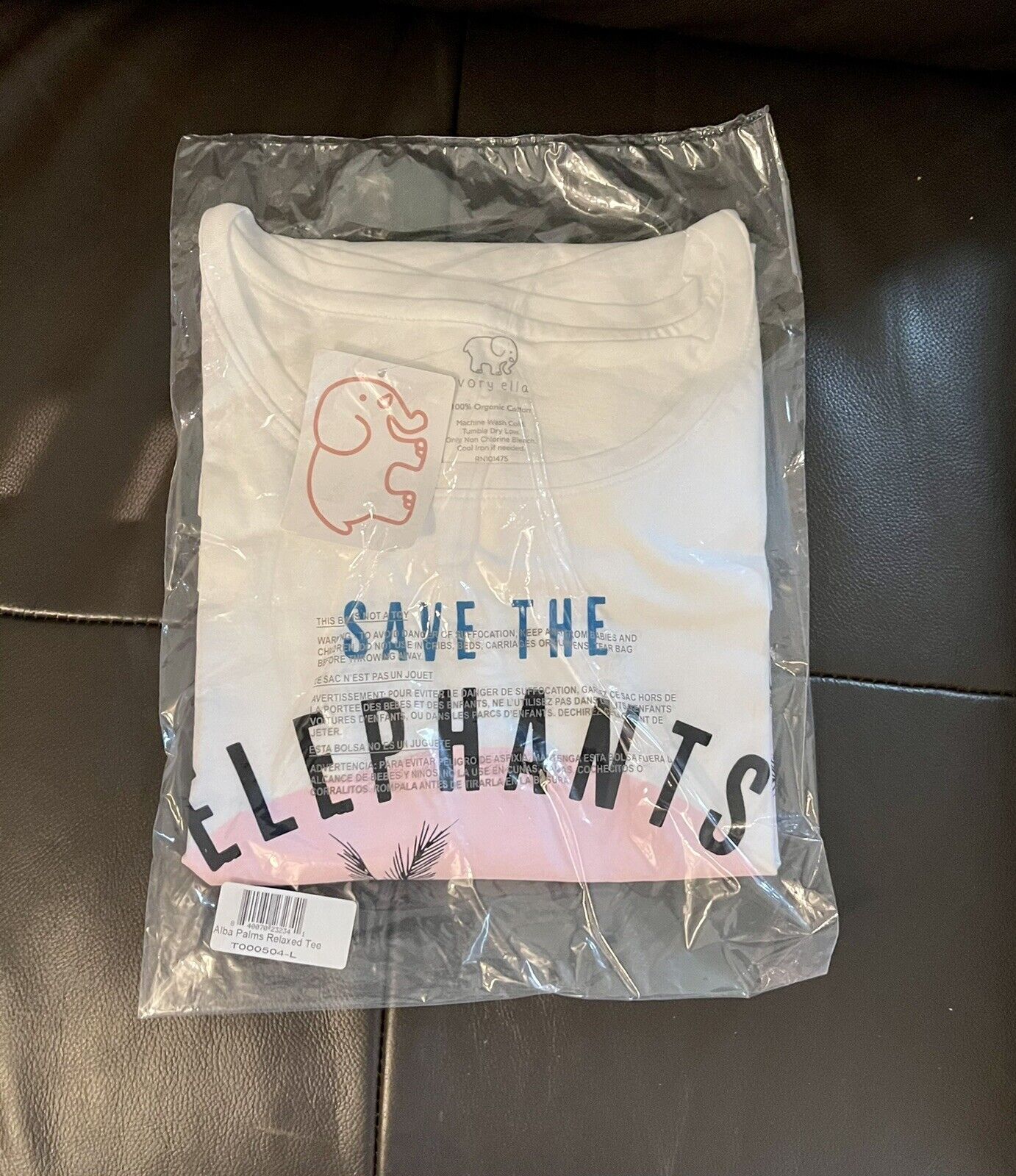 🐘 IVORY ELLA Palms Alba Relaxed Tee Large White NEW W  TAG