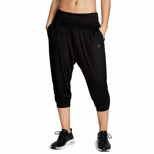 Women's Danskin Drape Harem Capris Black Size S or M NEW W TAG