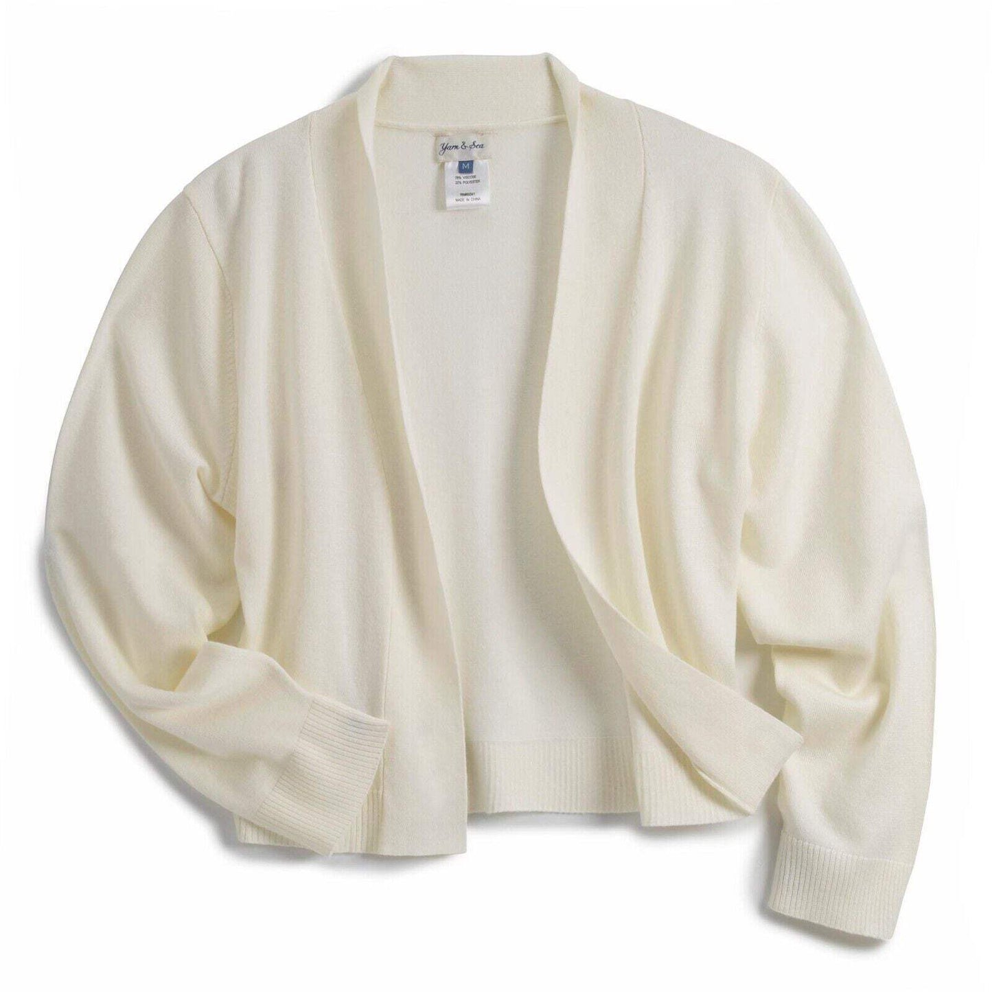 Yarn & Sea Women's Open Sweater Shrug (Plus Size) Black, Ivory (Size 1X) NWT