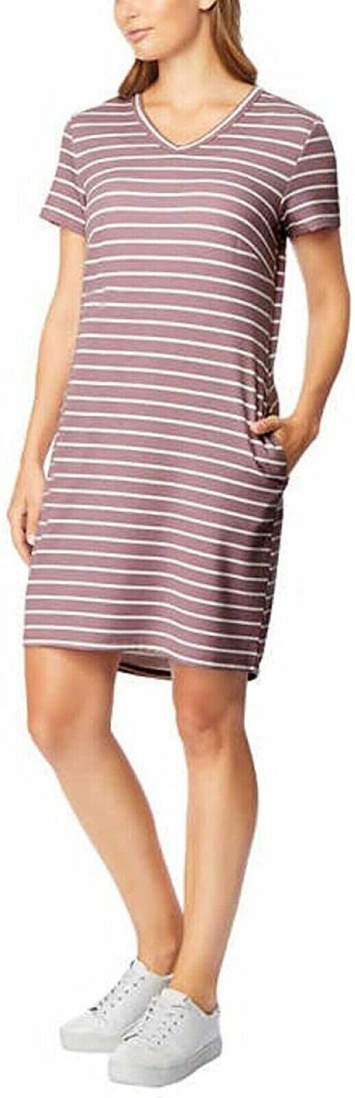 32 Degrees Cool Women's Light Purple Striped Shirt Dress XXL NWT