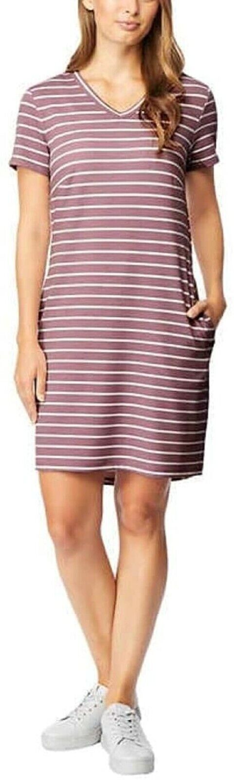 32 Degrees Cool Women's Light Purple Striped Shirt Dress XXL NWT