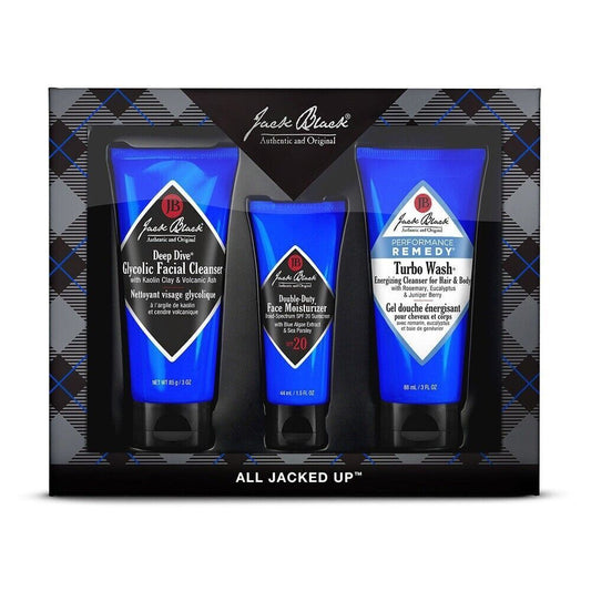 Jack Black Men's 3pc Gift Set Face, Body/Hair Cleansers, Moisturizer NIB