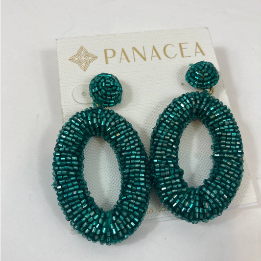 Panacea Seed Bead Oval Drop Earrings Green NWT