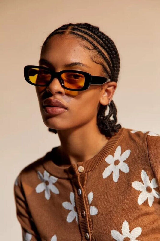 URBAN OUTFITTERS Black Sabrina Rectangle Sunglasses OS NEW W TAG