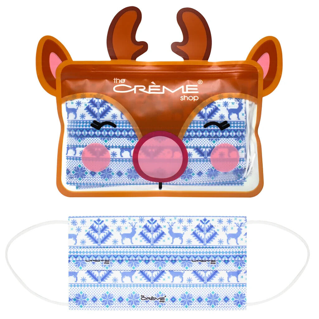 The Crème Shop 3-Ply Protective Disposable Face Mask -Winter Wonder 10 ct NEW