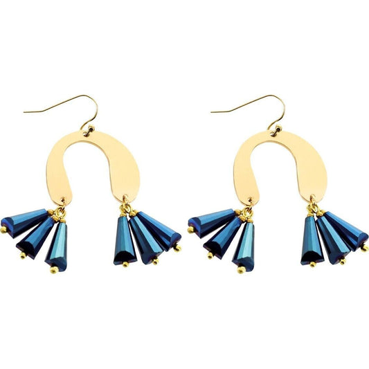 Panacea Navy Horseshoe Crystal Earrings