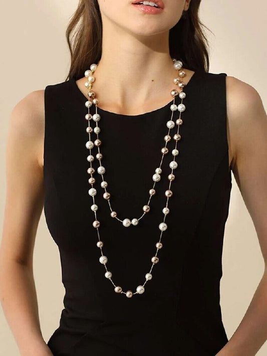 Faux Pearl Decor Layered Necklace NEW WITHOUT TAG