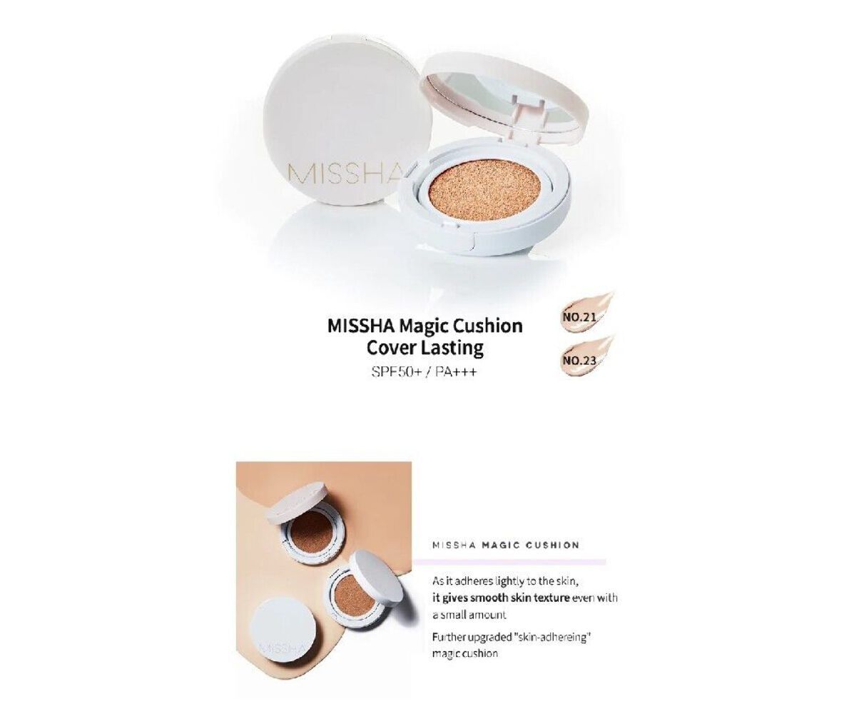 Missha M Magic Cushion Cover Lasting UV Blocking SPF50 **Choose Shade** NIB