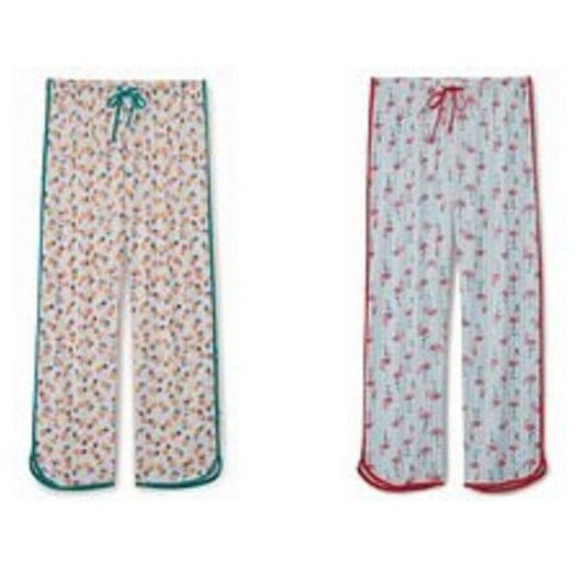 Yarn & Sea Rayon Challis Sleep Pants (Yellow Pineapple, Pink Flamingo) XL NWT