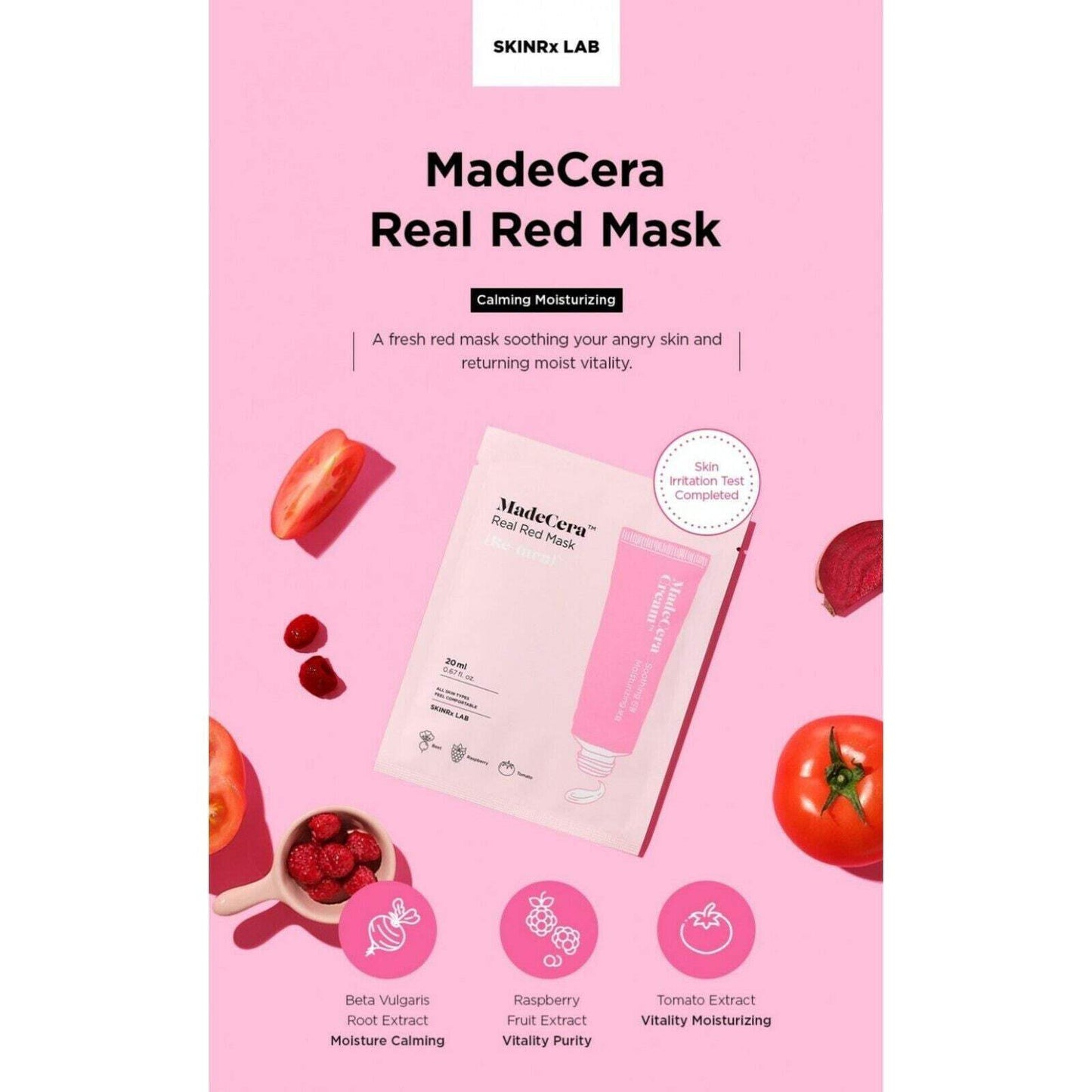 3 X SKINRx LAB Madecera Facial Sheet Real Red (Return) & Real Blue (Refresh) NEW