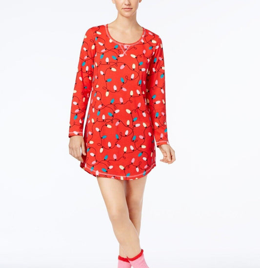 Jenni Moore Intimates Sleepshirt Socks 471144 Red Lights pajamas LARGE