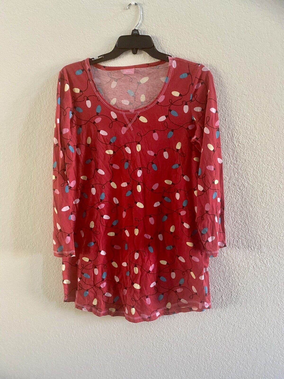 Jenni Moore Intimates Sleepshirt Socks 471144 Red Lights pajamas LARGE