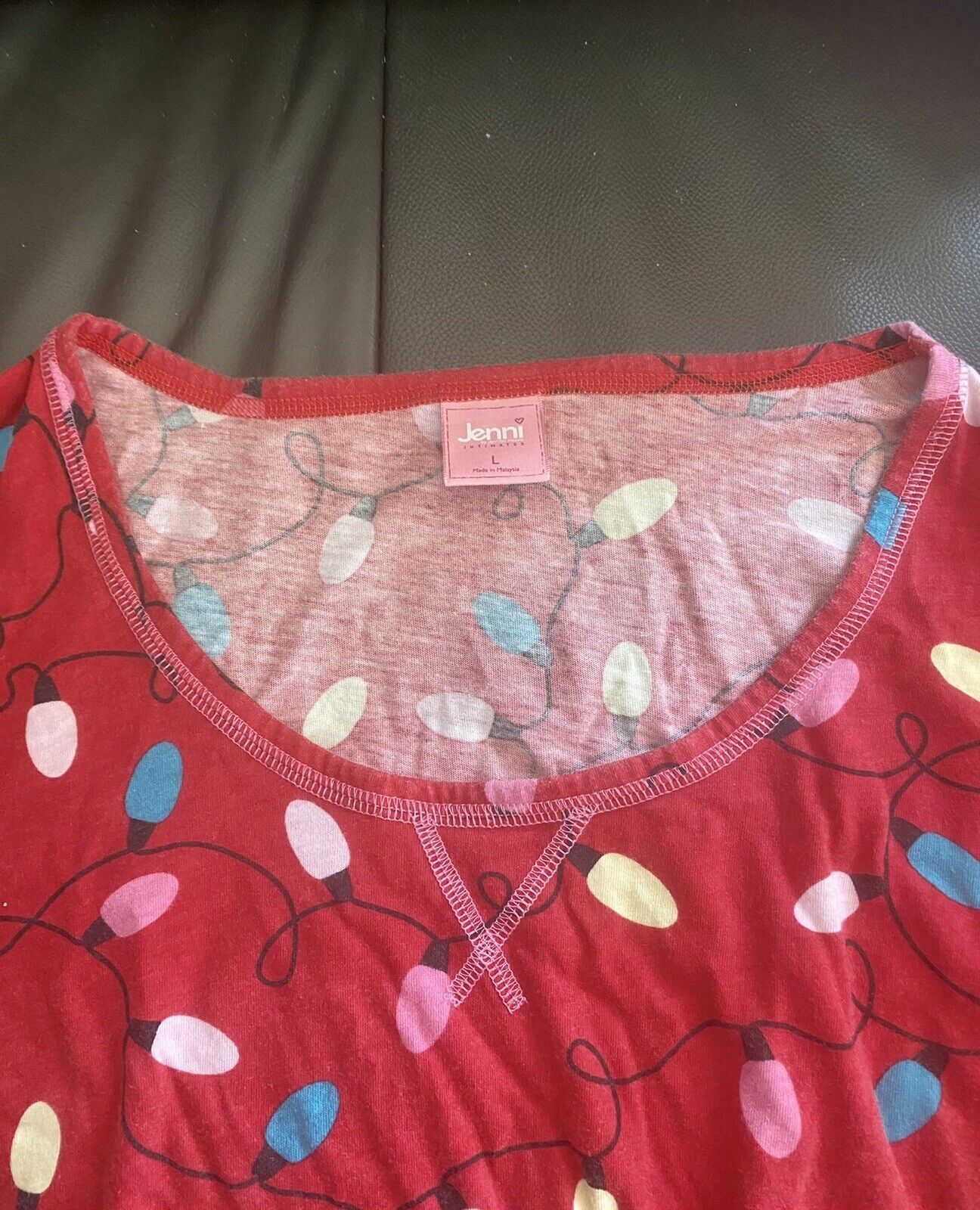 Jenni Moore Intimates Sleepshirt Socks 471144 Red Lights pajamas LARGE