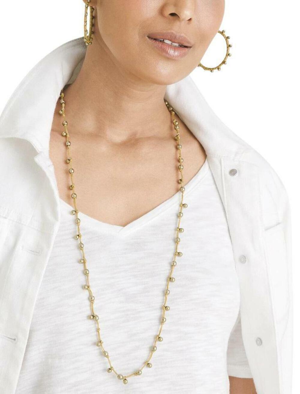 Chico's Yellow Single-strand Beaded Necklace $29.50 NEW W TAG