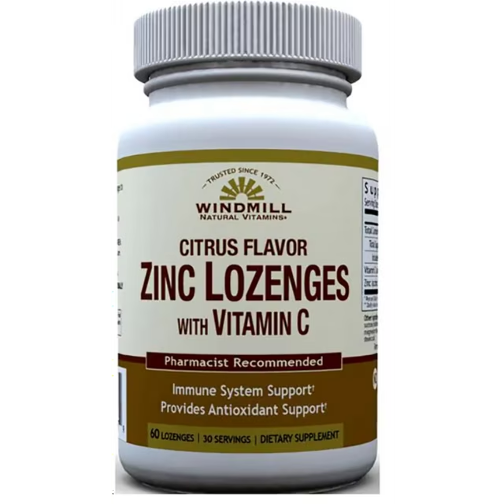 2 X Windmill Citrus Flavor Zinc Lozenges w/ Vitamin C 60ct (Total 120) Exp 4/26