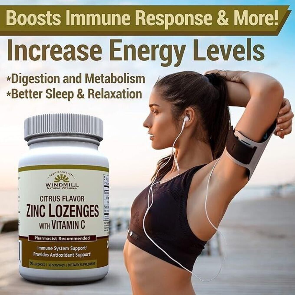 2 X Windmill Citrus Flavor Zinc Lozenges w/ Vitamin C 60ct (Total 120) Exp 4/26