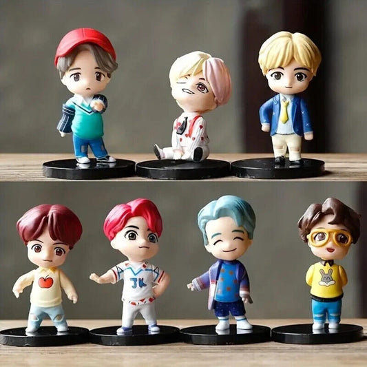 7pcs Cute BTS Bangtan Boys Action Figures Fans Collection Doll Set Kids Toy Gift