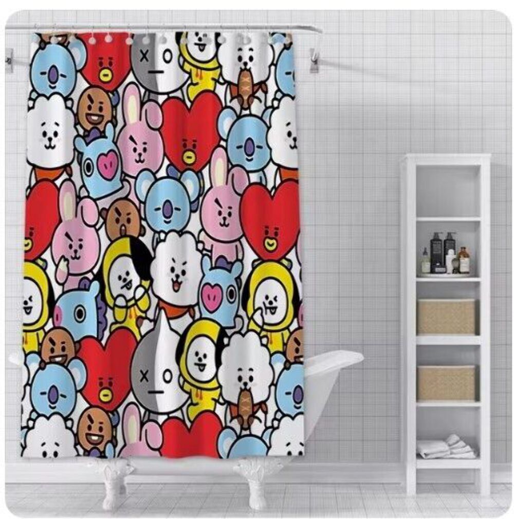 BTS BT21 Splish Splash Shower Curtain NEW W TAG