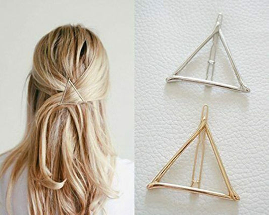 Lot of 3 Minimalist Geometric Triangle Hair Clip, Hollow Metal Hairpin Clamps