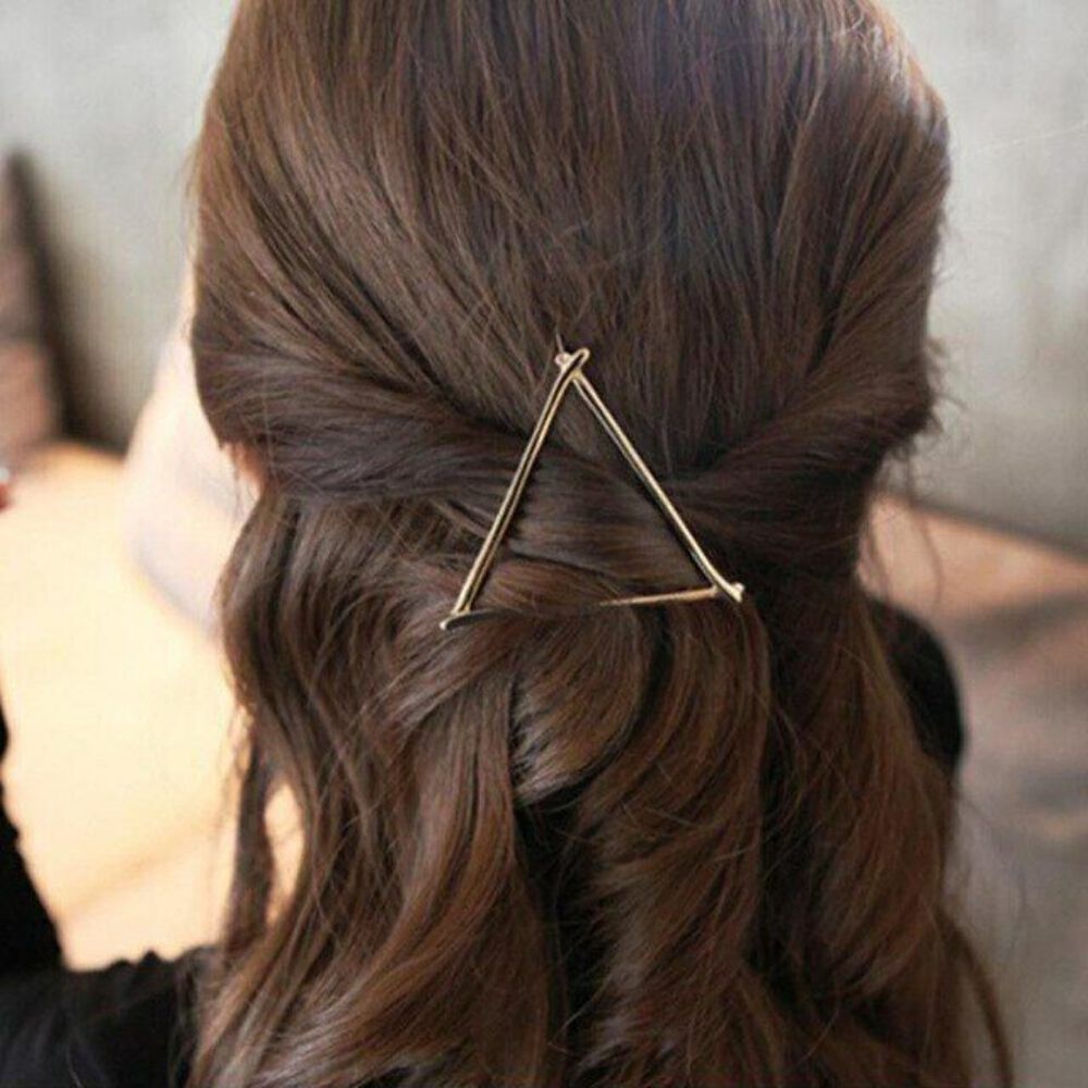 Lot of 3 Minimalist Geometric Triangle Hair Clip, Hollow Metal Hairpin Clamps