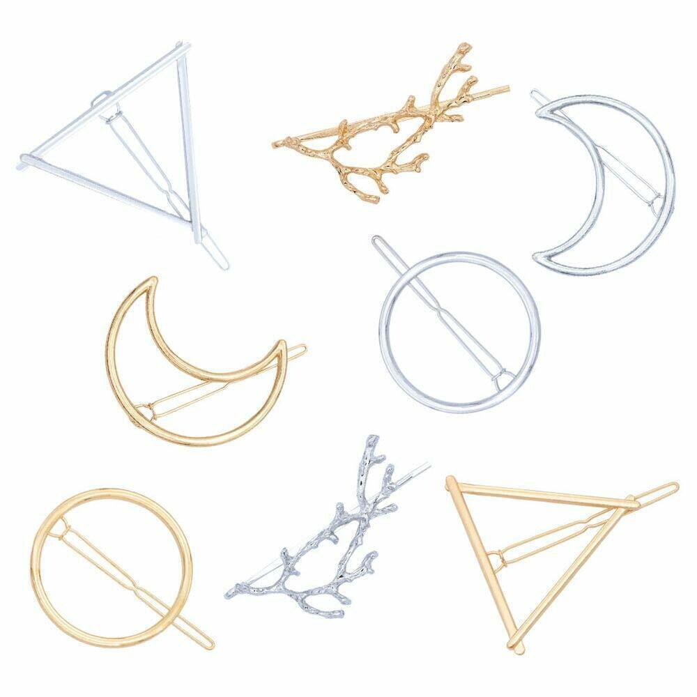 Lot of 3 Minimalist Geometric Triangle Hair Clip, Hollow Metal Hairpin Clamps