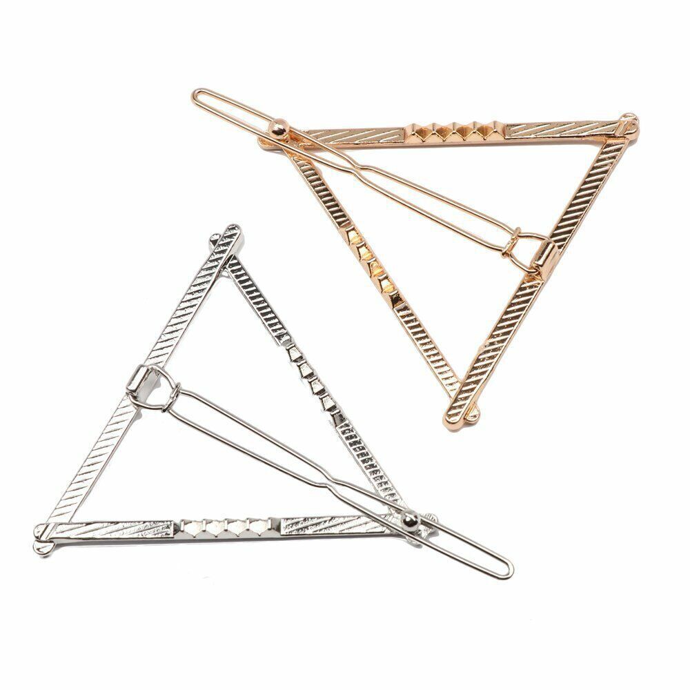 Lot of 3 Minimalist Geometric Triangle Hair Clip, Hollow Metal Hairpin Clamps