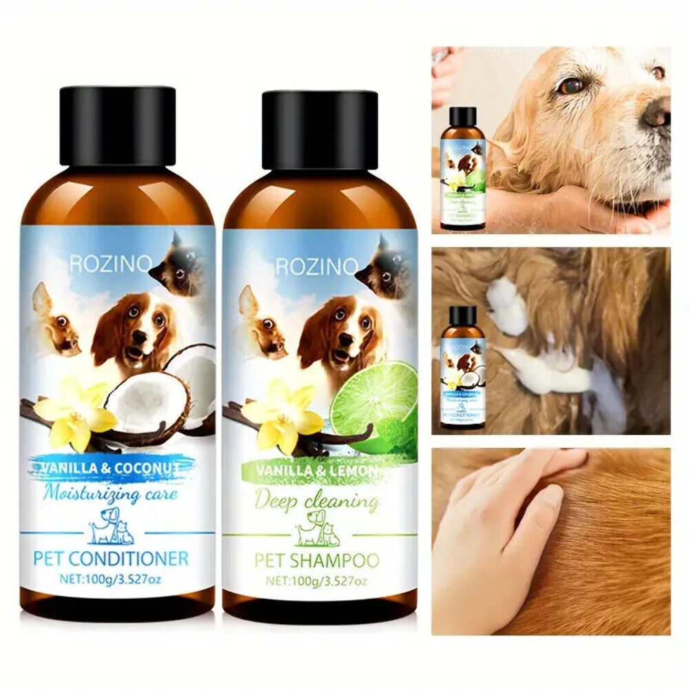 NEW IN BOX Rozino 2-Piece Pet Vanilla Coconut Lemon Shampoo & Conditioner Set